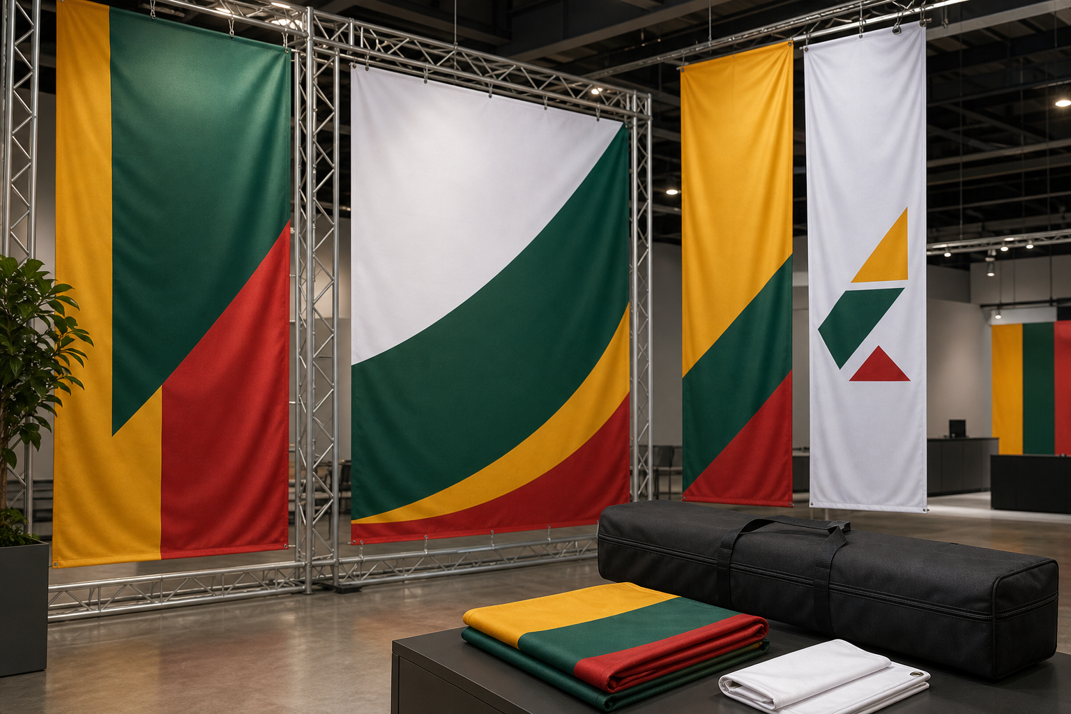 Printed textile banners for exhibitions and events